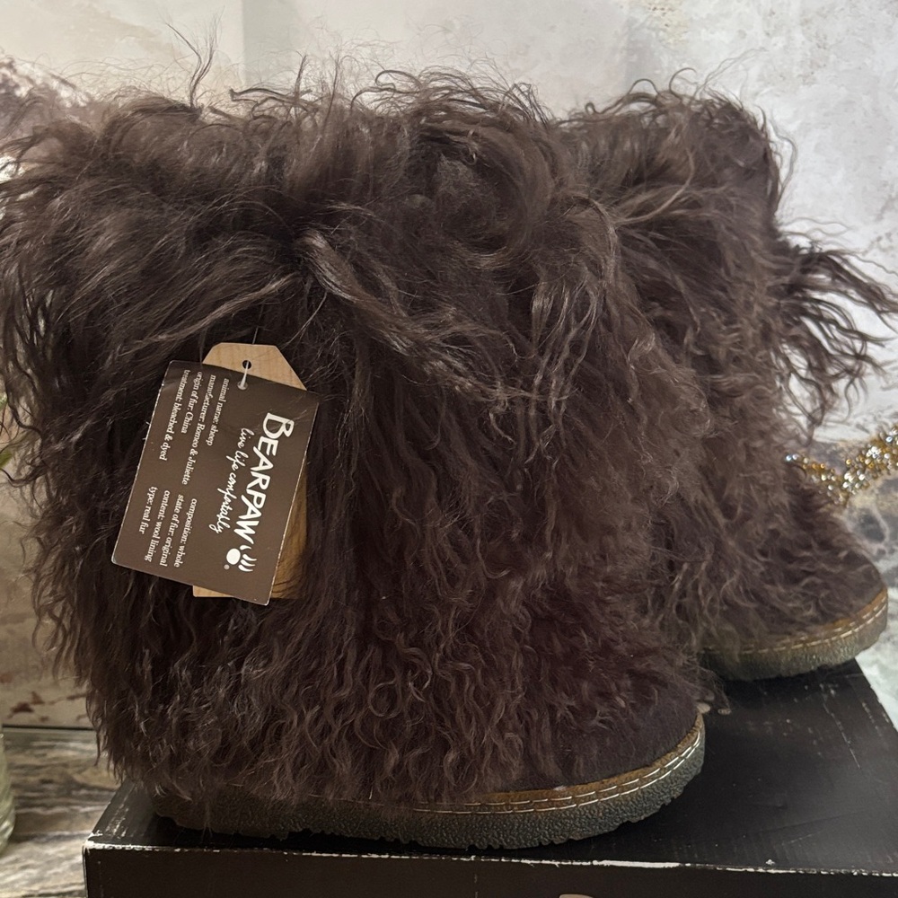 BearPaw Dark Brown Furry Boots